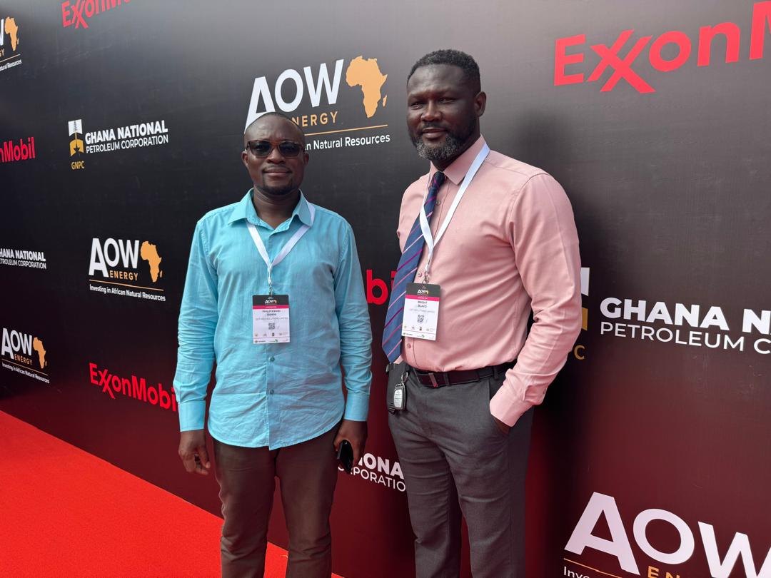 Get-Med leadership at the Africa Oil Week conference backdrop.