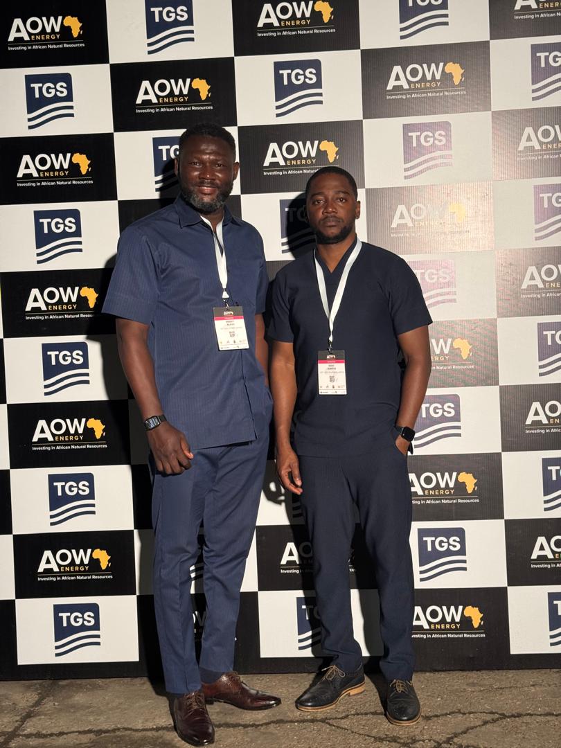 Get-Med's CEO and lead medic on duty at the AOW Energy backdrop ahead of the evening programme.